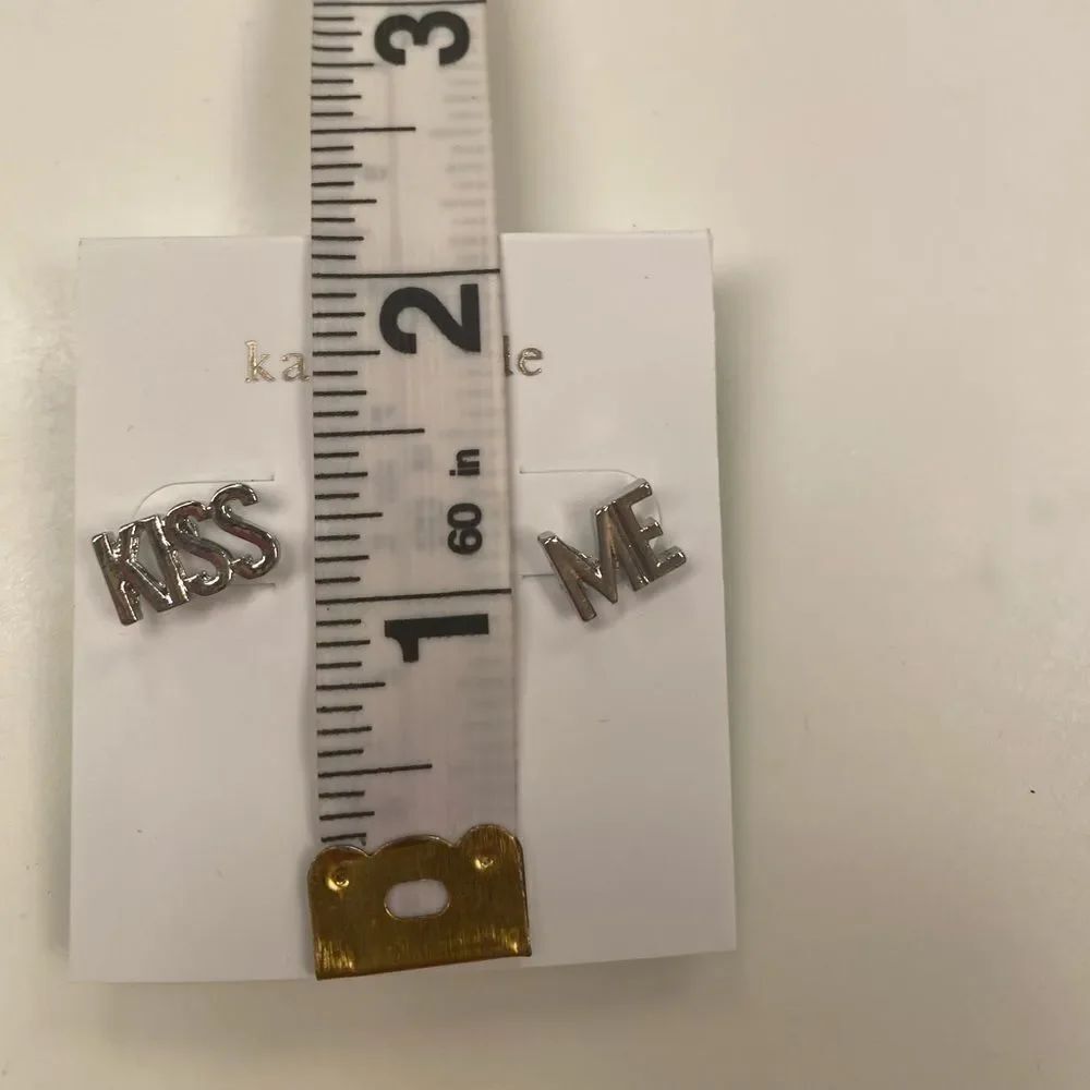 Kate Spade Silver “Kiss Me” Studs - Picture 3 of 4